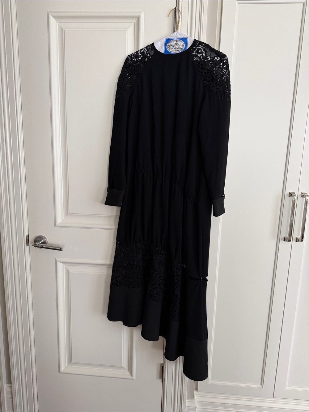 Tibi Black Long Sleeve Lace-Panel Dress